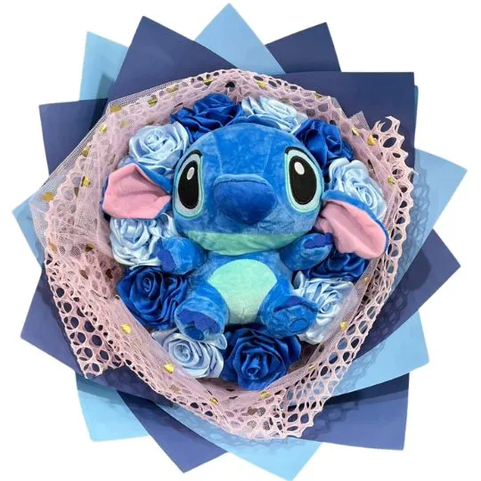 Ramo stitch con flores de raso 